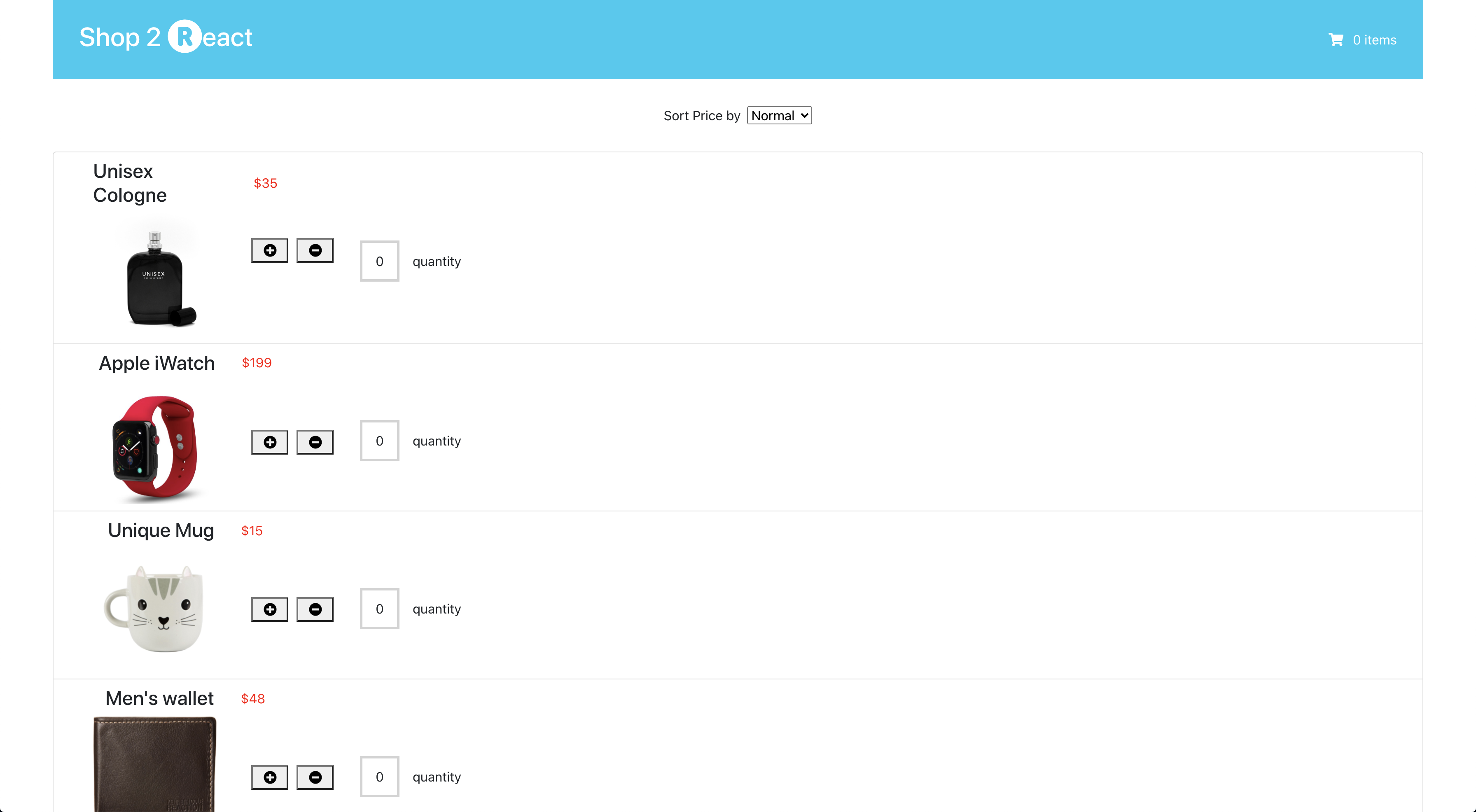 Shopping App homepage